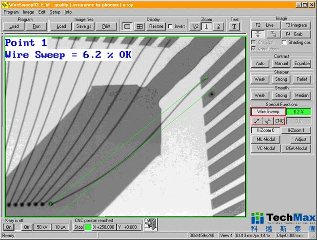 穿透式X-ray进行焊线偏移(Wire Sweep)分析